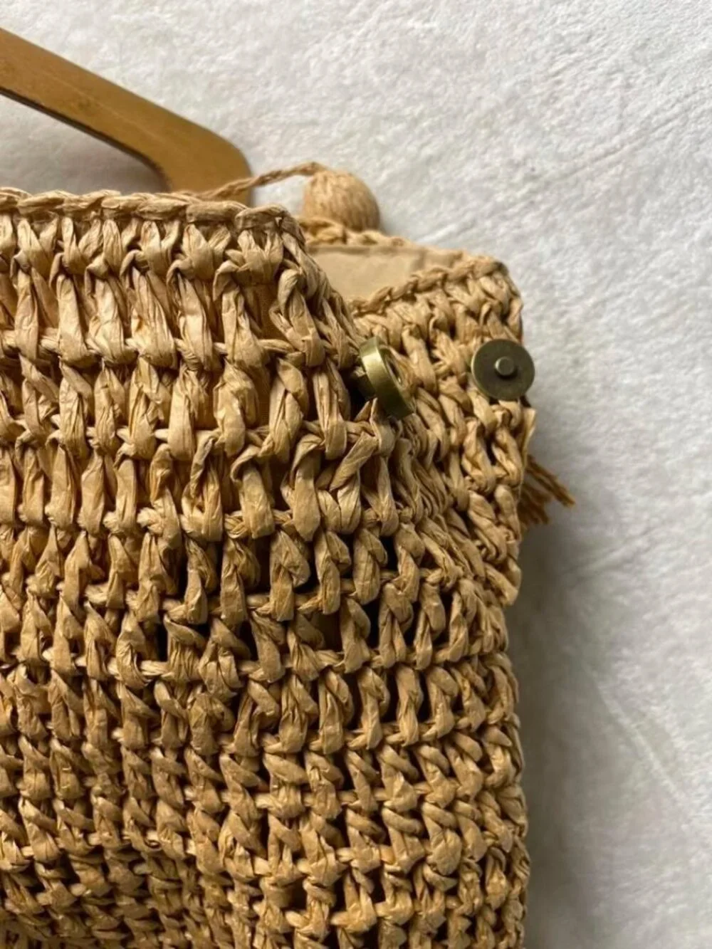 EUC SHEIN Large Straw Woven Tote with Wood Handle
